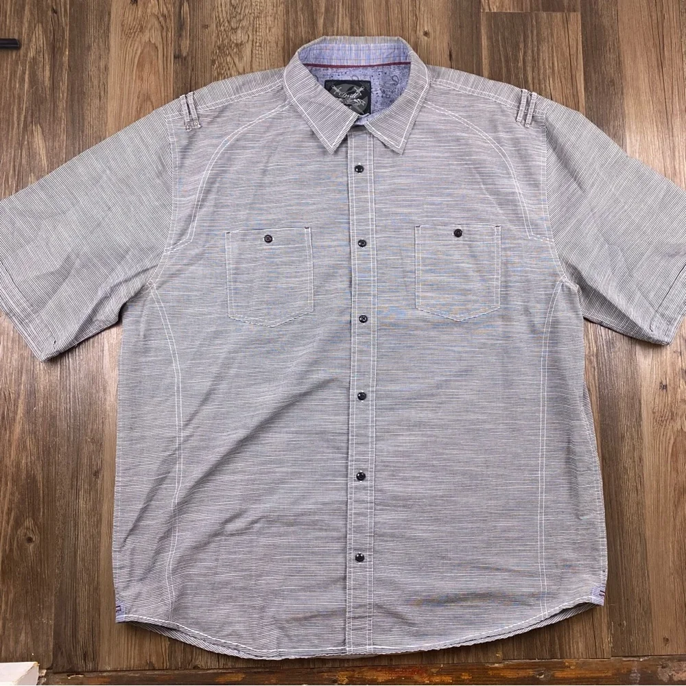 Drill NYC Men’s Short Sleeve Casual Button Down Shirt Light Weight Size 3XLB - Picture 2 of 10